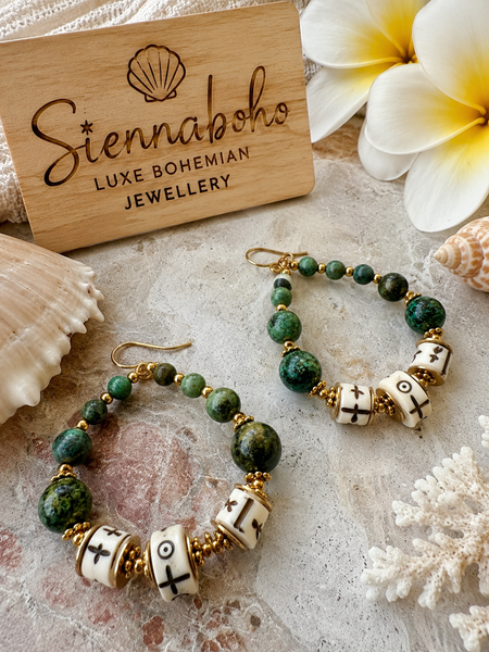 Tribal Turquoise Stone  Earrings