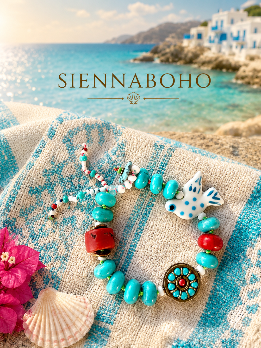 Greek Bluebird &. Turquoise Stone Bracelet