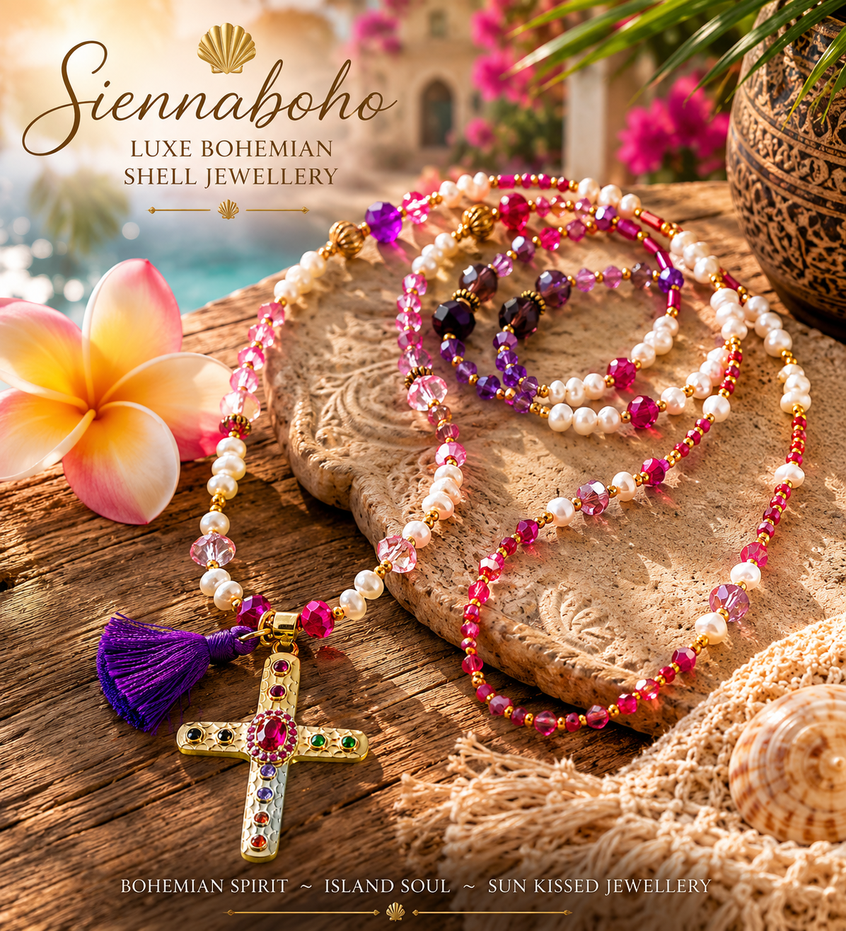 Bohemian Crystal Cross Necklace