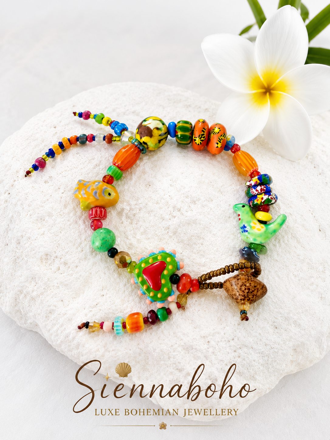 Bird Charm Coloured Island Bracelet