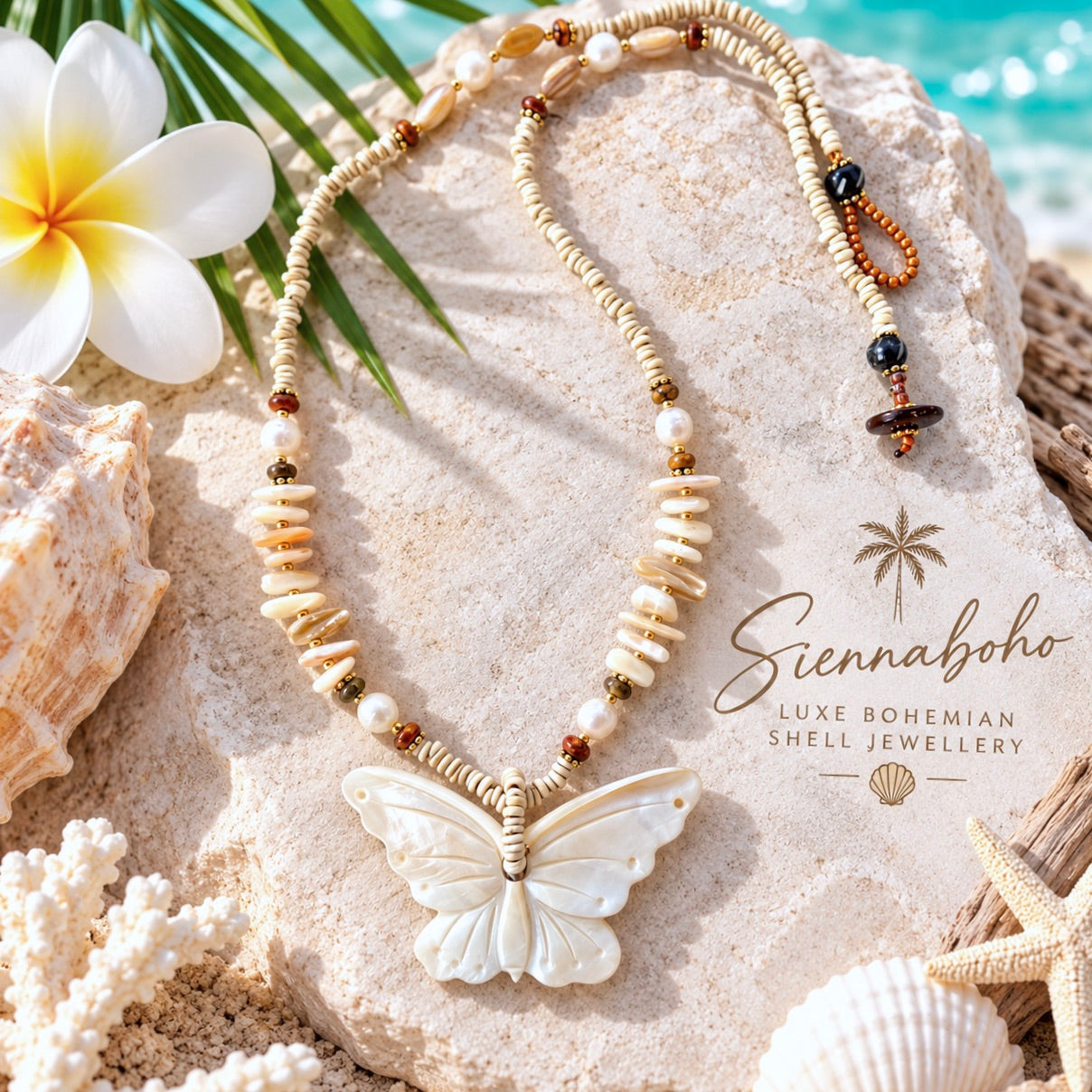 Bali Shell Butterfly Necklace