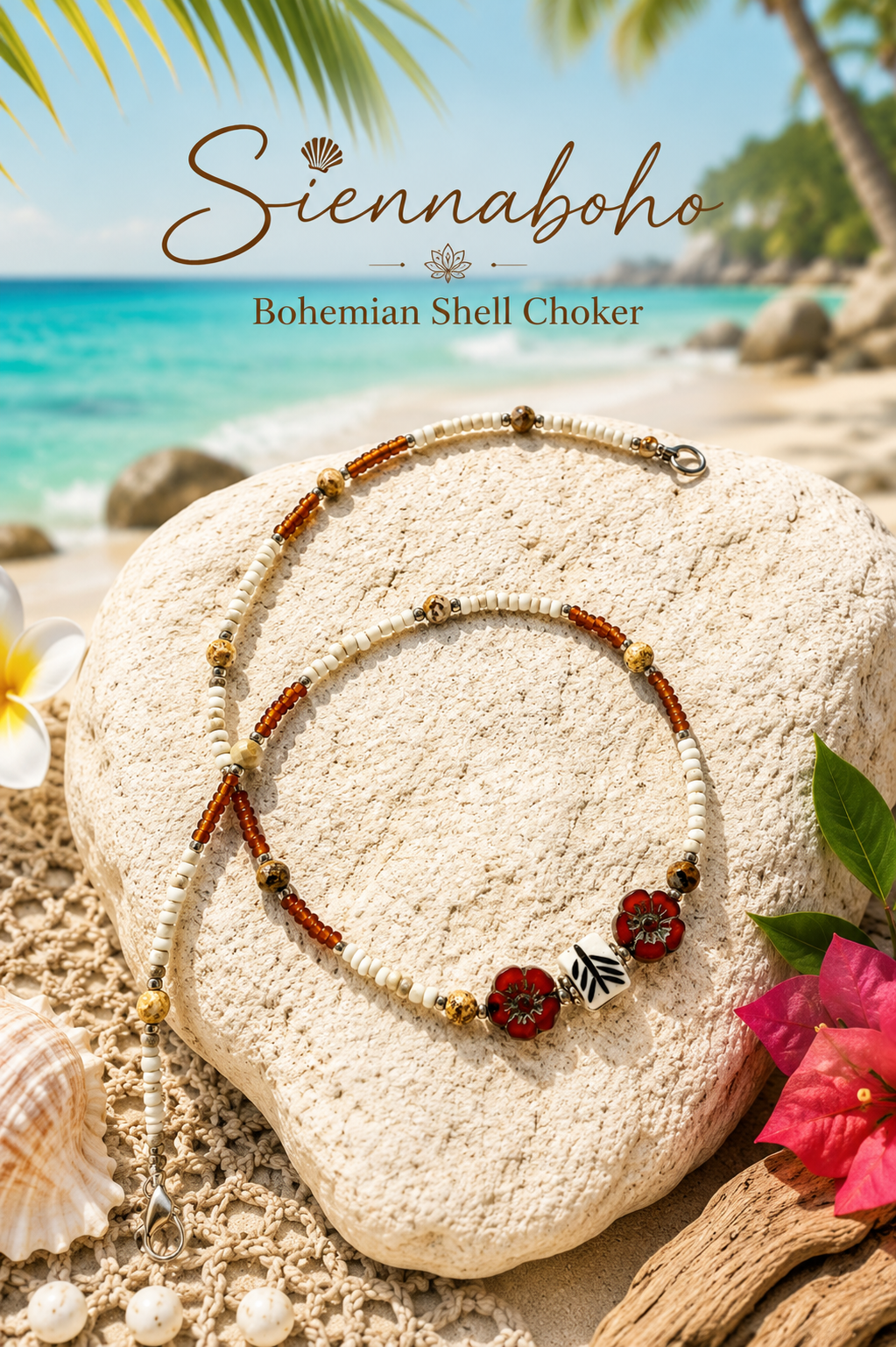 Island Flower Beaded Necklace