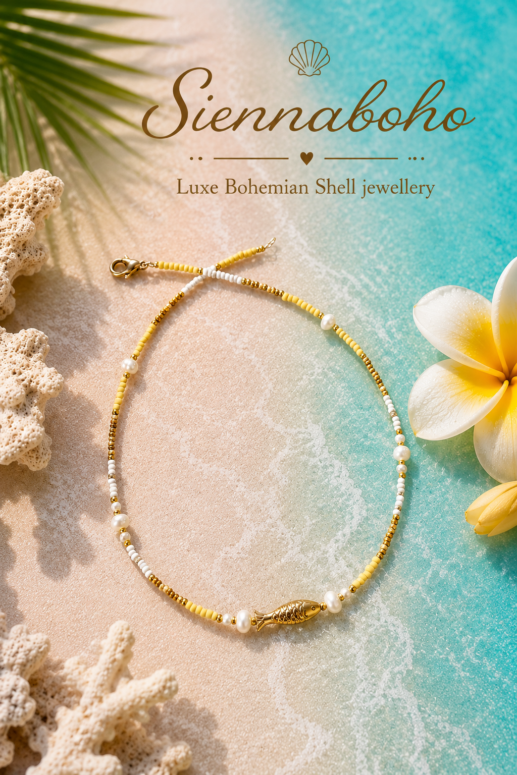 Golden Island Fish Seed Bead Necklace