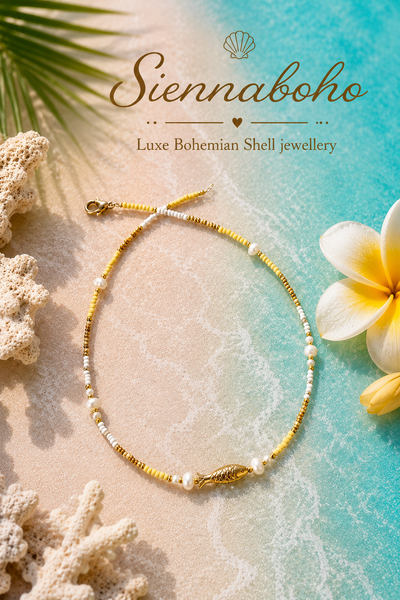 Golden Island Fish Seed Bead Necklace