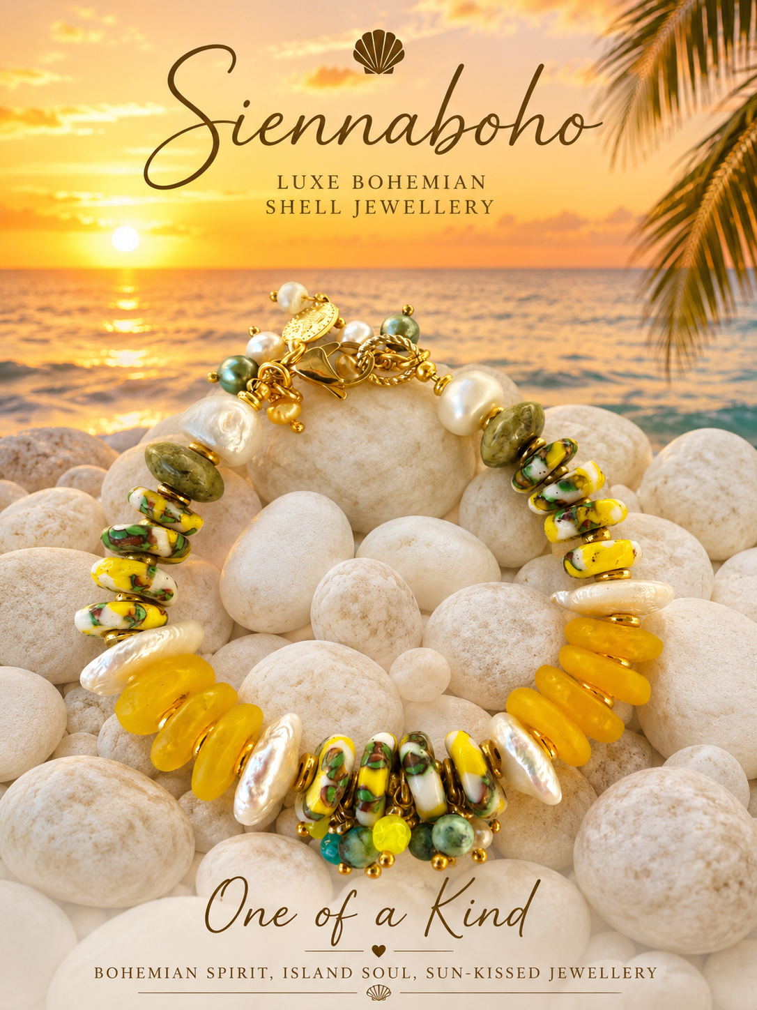 Summer Breeze Ocean Pearl & Trade Bead Bracelet