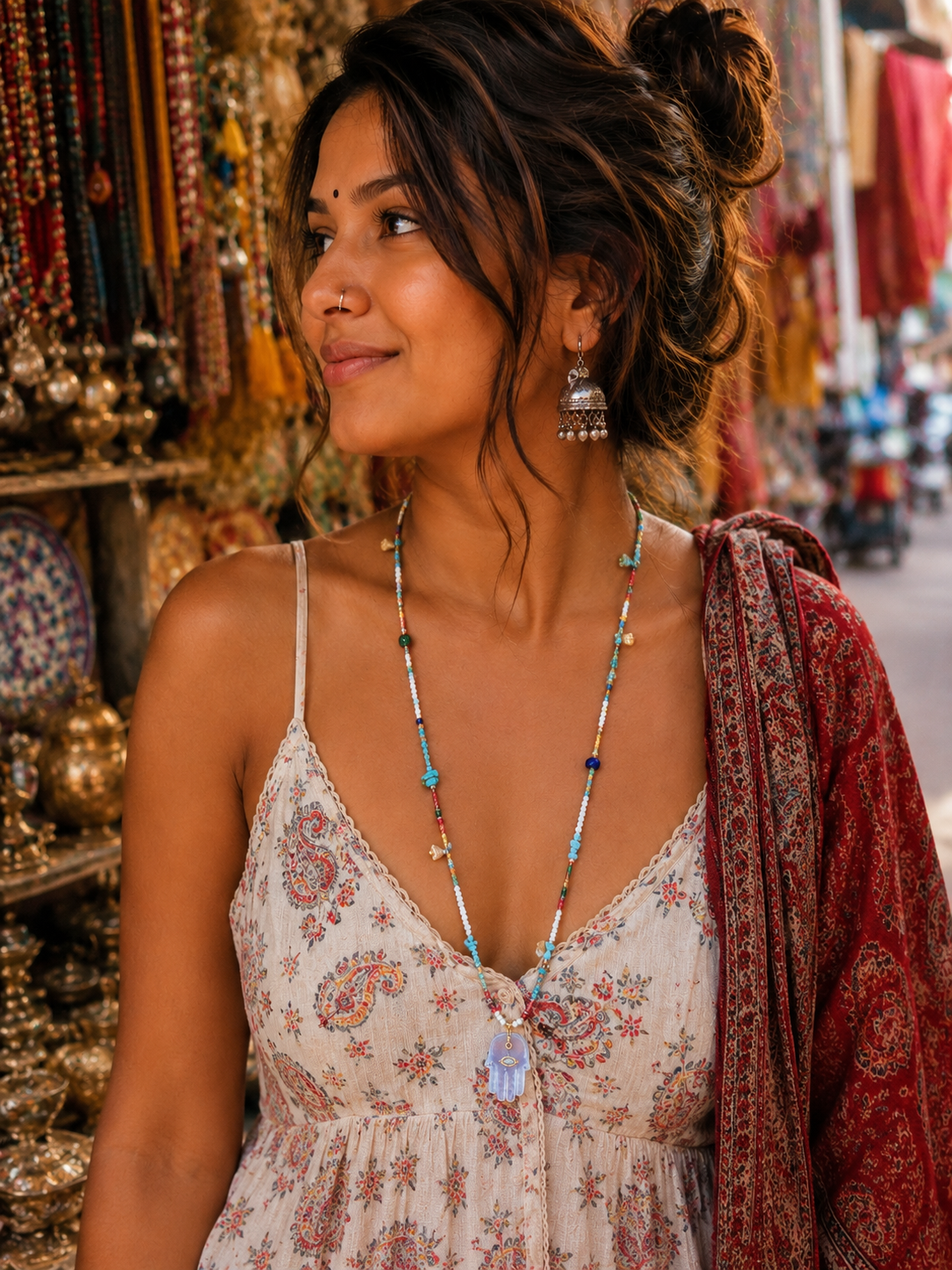 Sea Breeze Hamsa Necklace