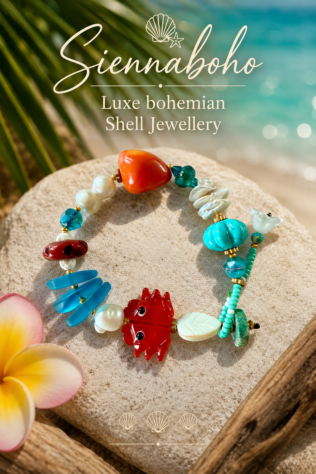 Tropical Reef Charm Coral Bracelet