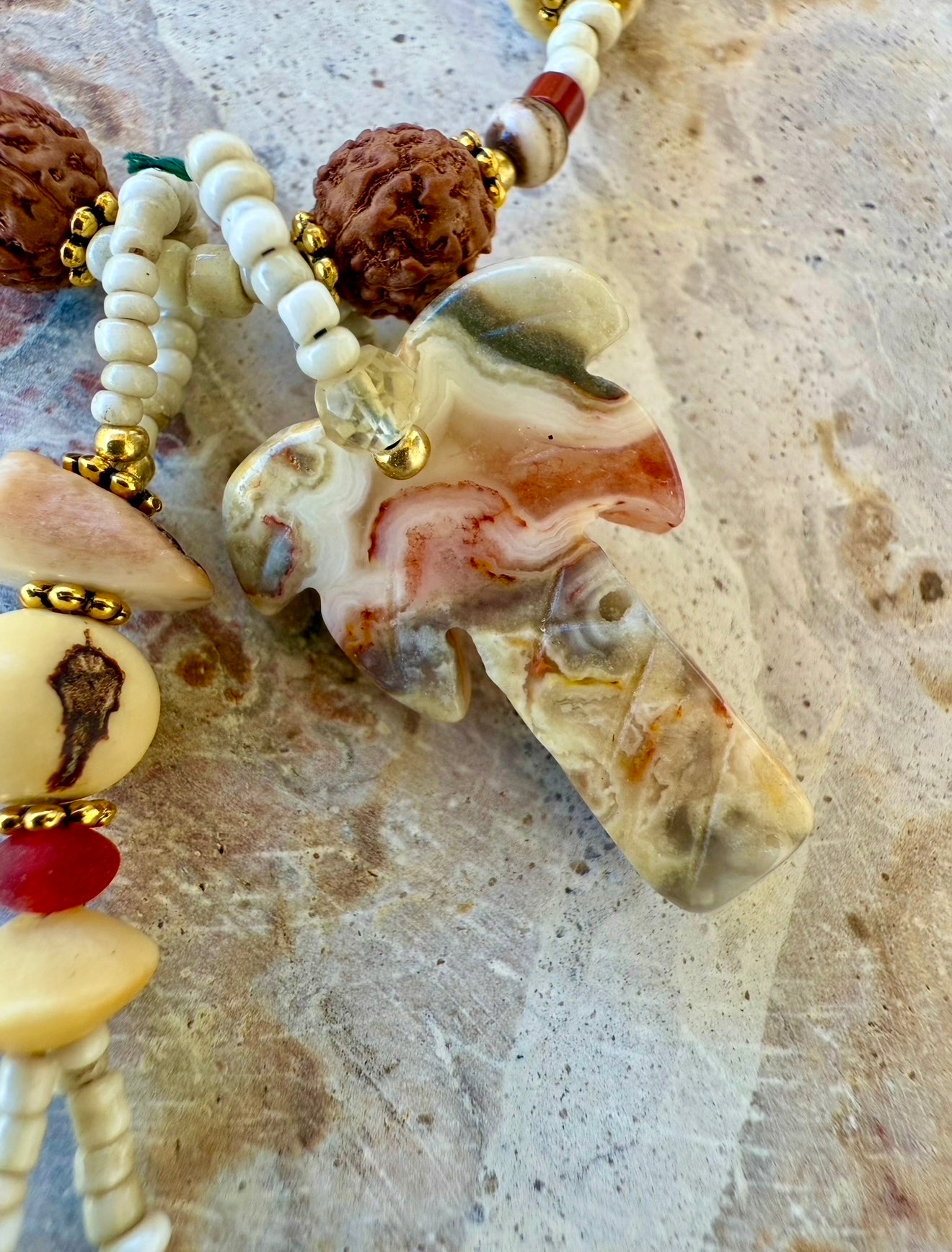 Sandy Beach Shell Palm Tree Necklace