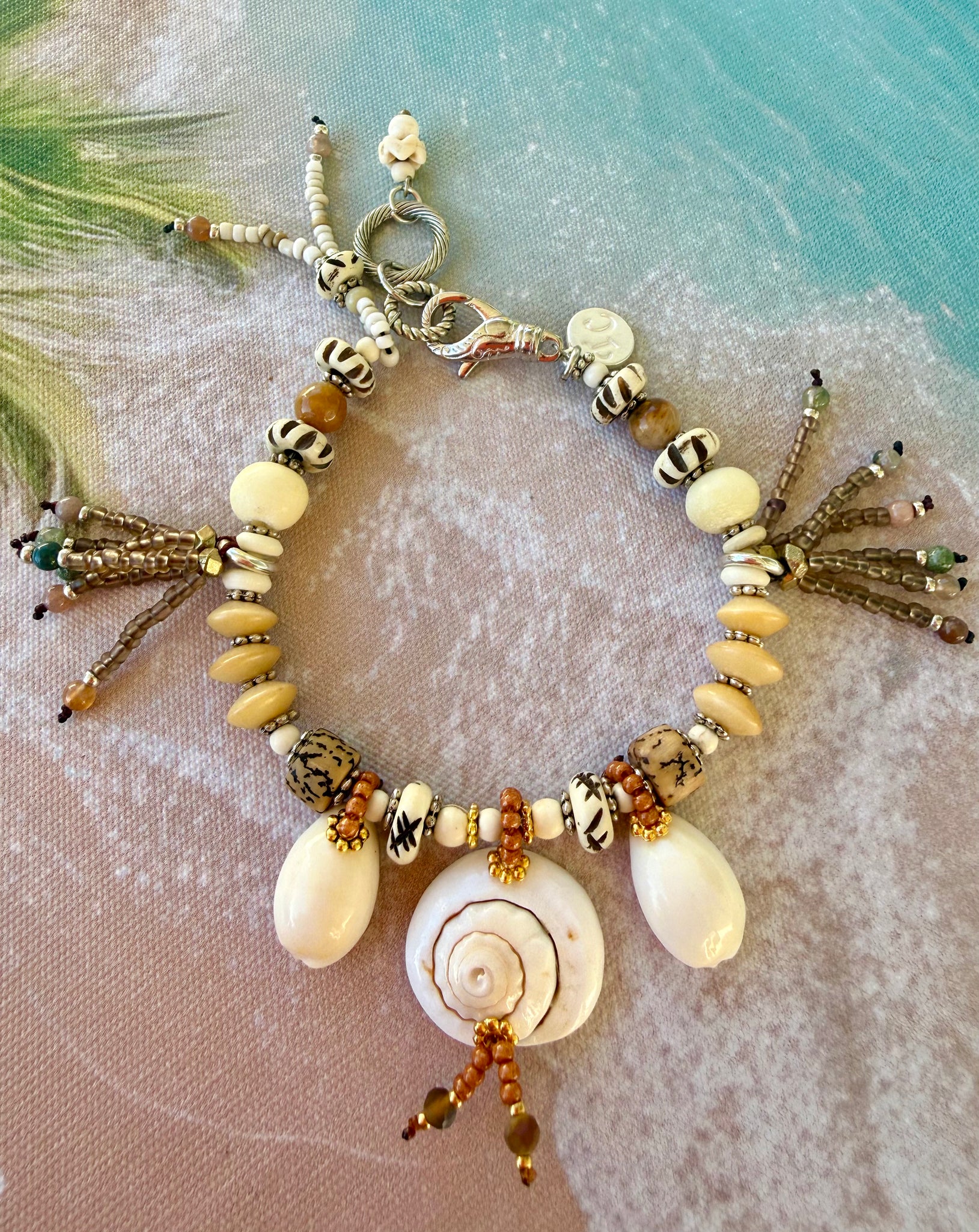 Tribal Island Cowrie Shell Charm Bracelet