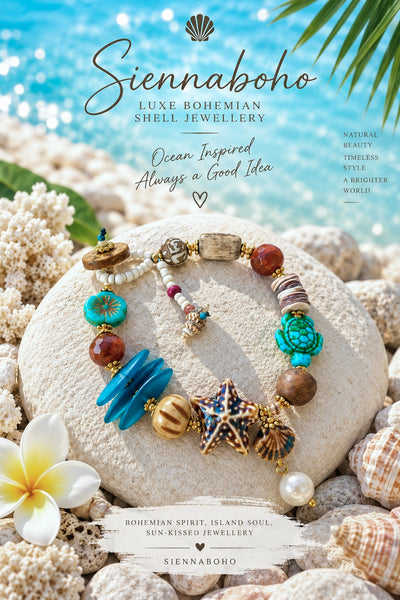 Sea Glass Shell Charm Bracelet