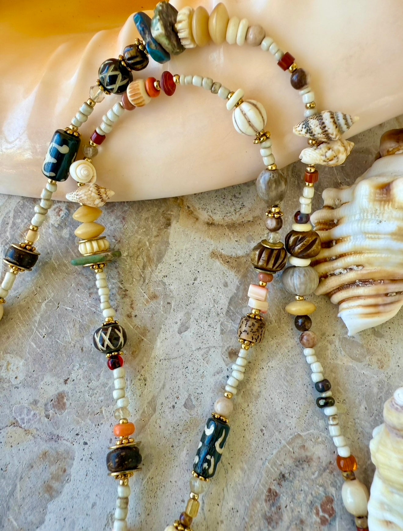 Sandy Beach Shell Palm Tree Necklace