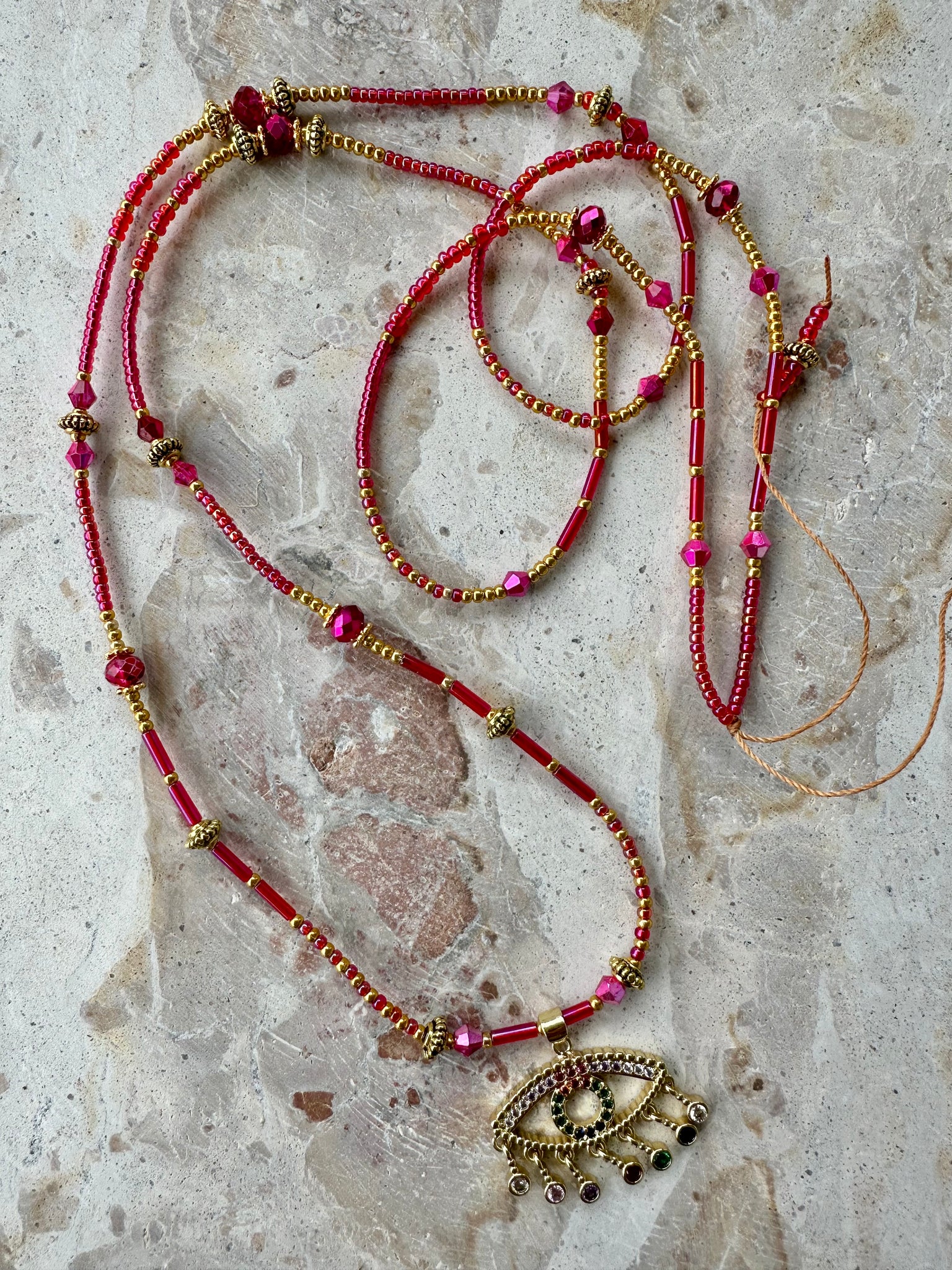 Evil Eye Seed Bead Necklace