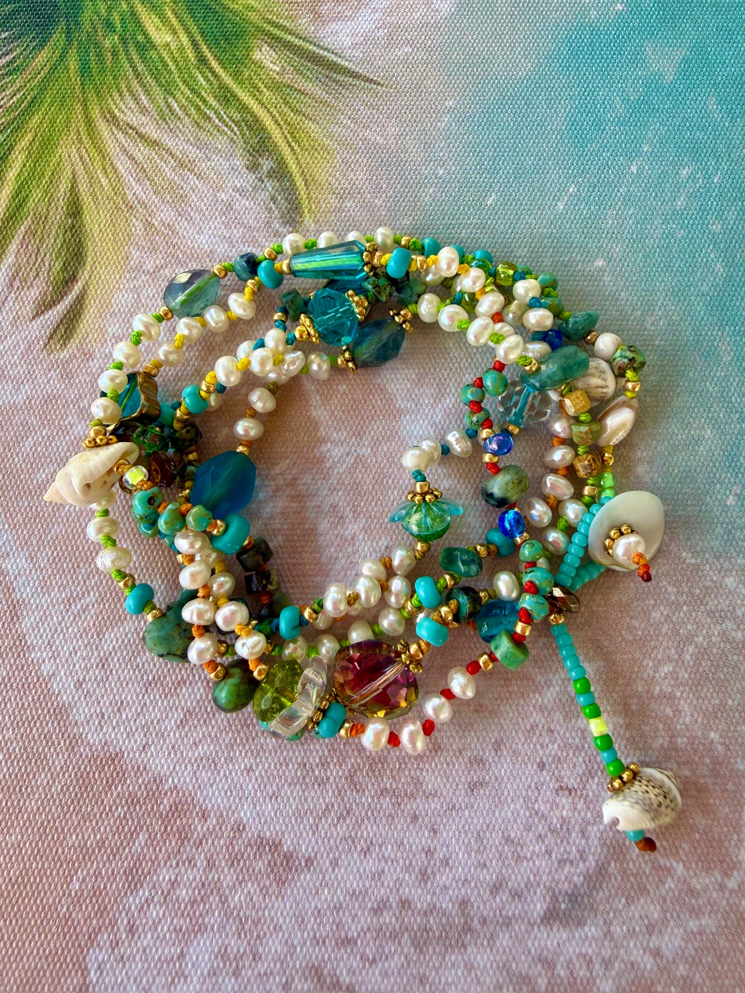 Coastal Island Pearl Wrap Bracelet