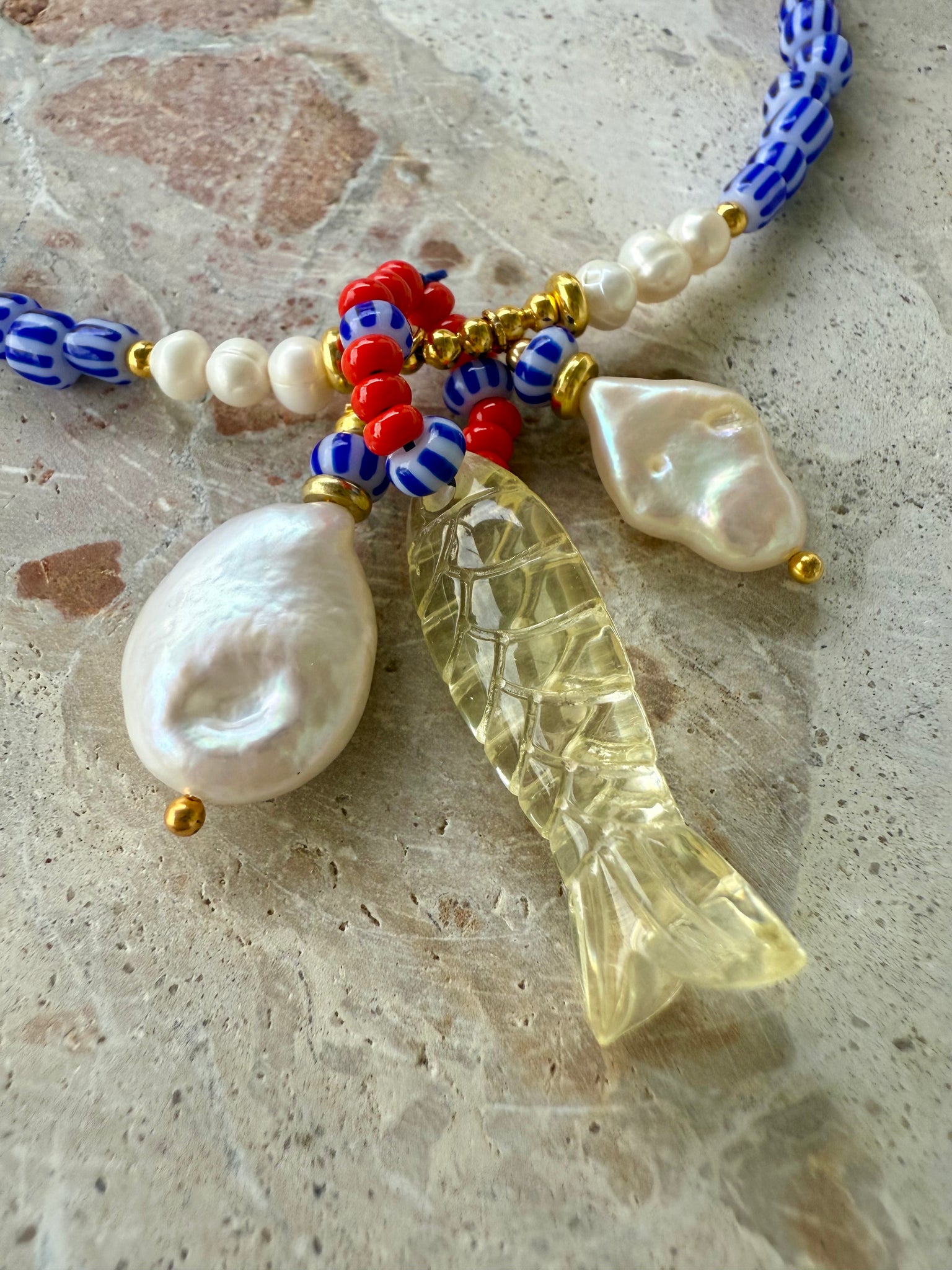 Bali Blue Seed Bead Necklace