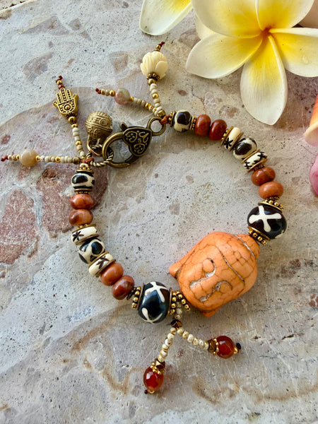 Sunset Vintage buddhist Stone Beaded Bracelet