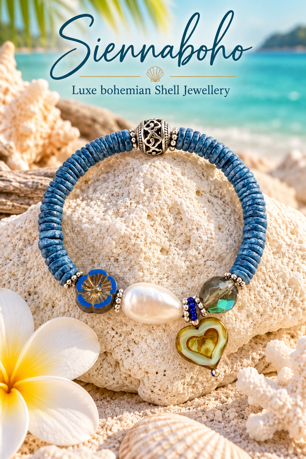Island Blue Shell Pearl Bracelet