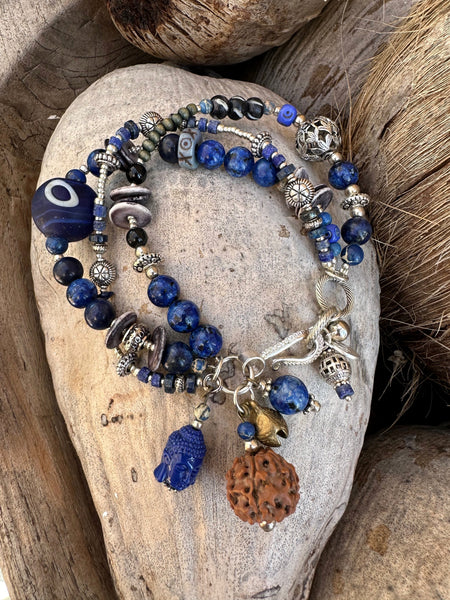 Blue And Silver Beaded Bracelet