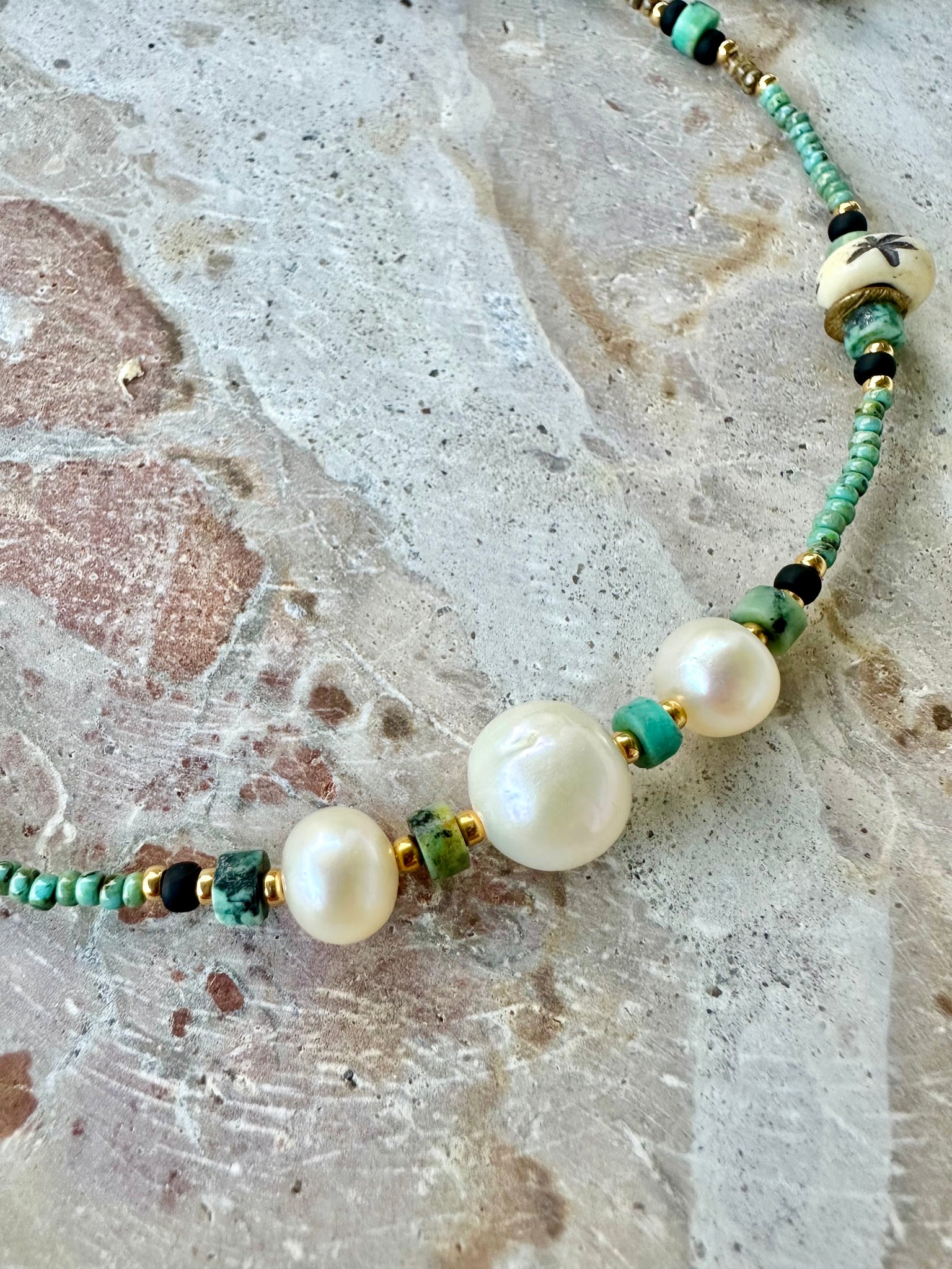 Beach Islander Pearl Seed Bead Necklace