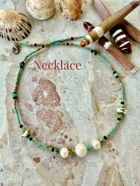 Beach Islander Pearl Seed Bead Necklace