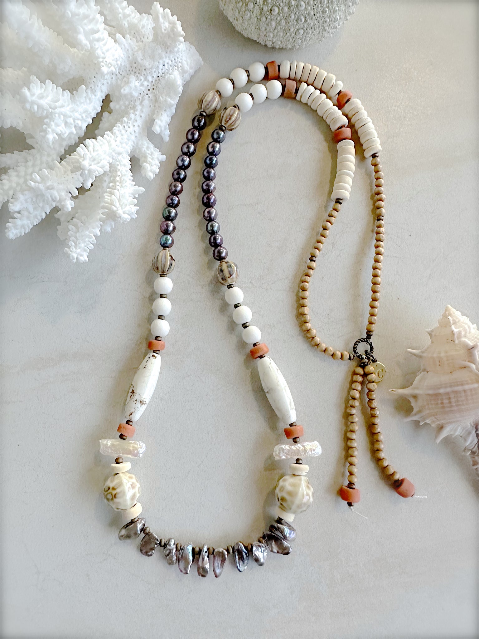 Boho Pearl Stone Necklace