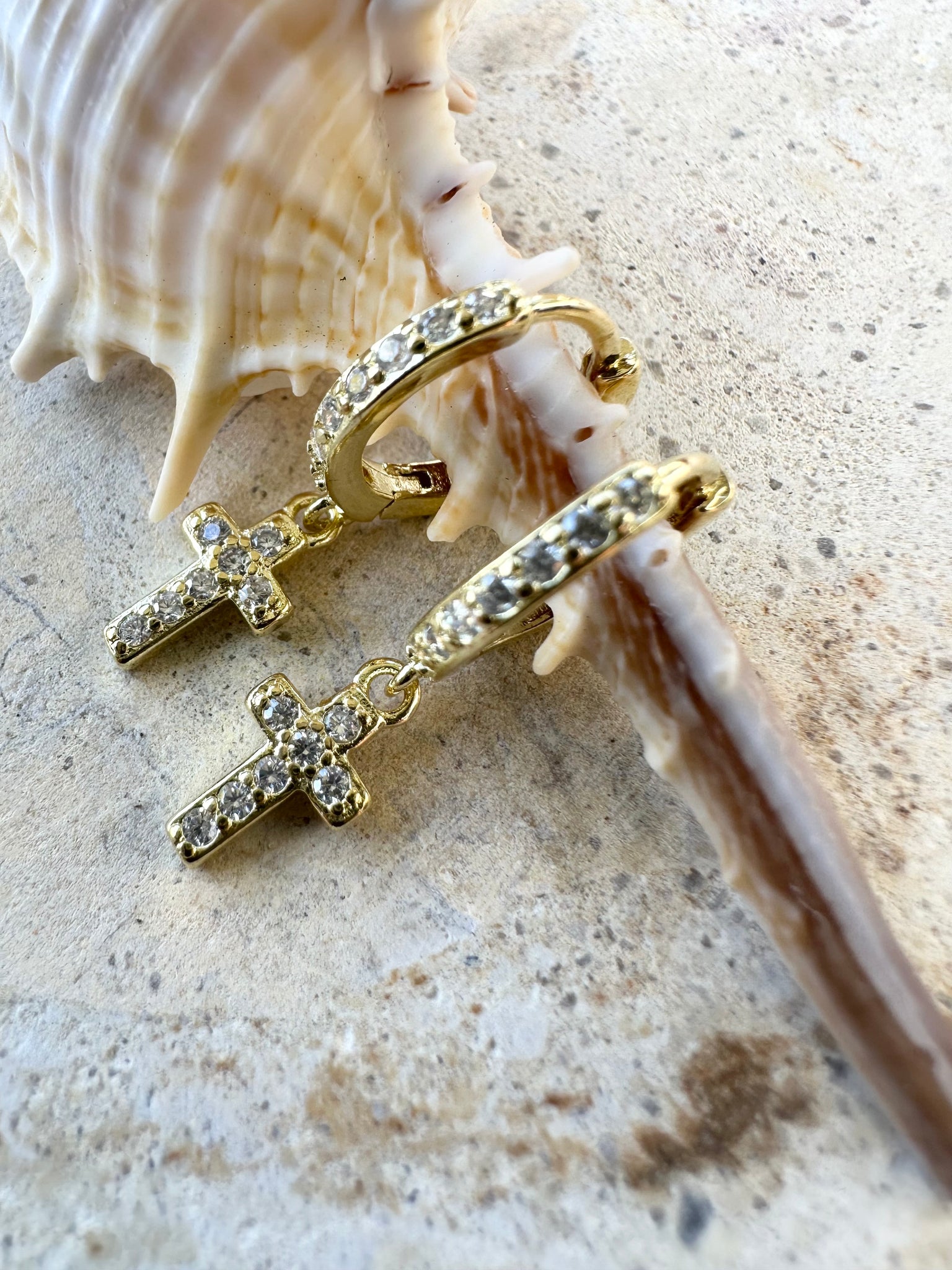 Gold Cross Earrings