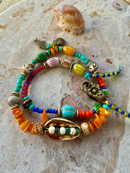 Gold Cowrie Hippy Beach Boho Bracelet