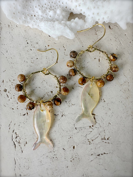 Boho Shell  Islander Fish Earrings