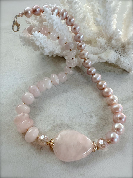 Pink Pearl QuartzStone Necklace