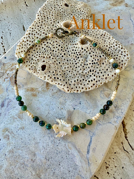 Seed Bead Shell Anklet