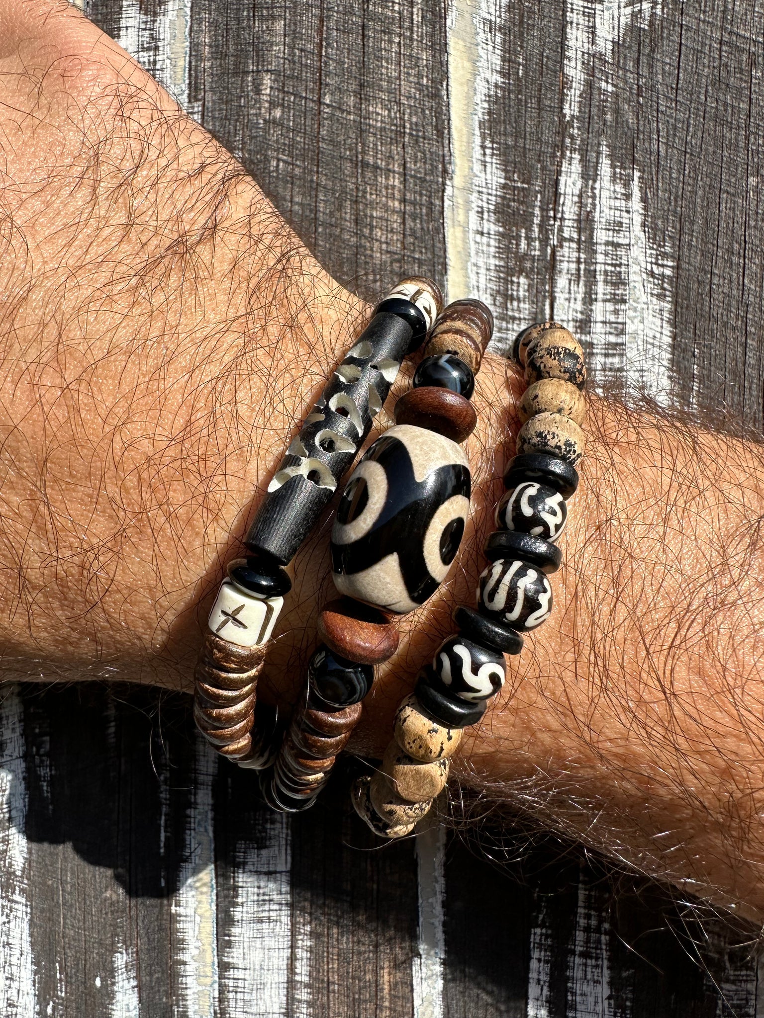 Mens Tibetan One Eye Beaded Bracelet