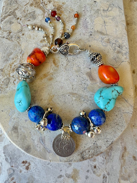 Vintage Coin Stone Bracelet