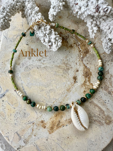 Cowrie Shell Turquoise Anklet