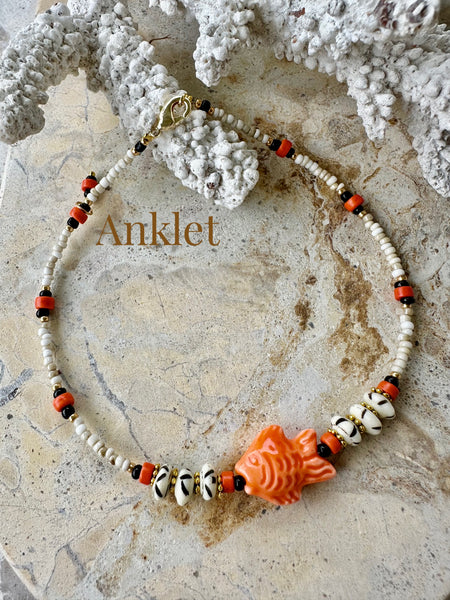 Ocean Fish Seed Bead  Anklet