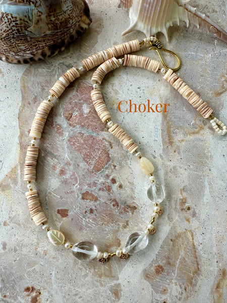 Quartz Crystal Shell Beaded Choker