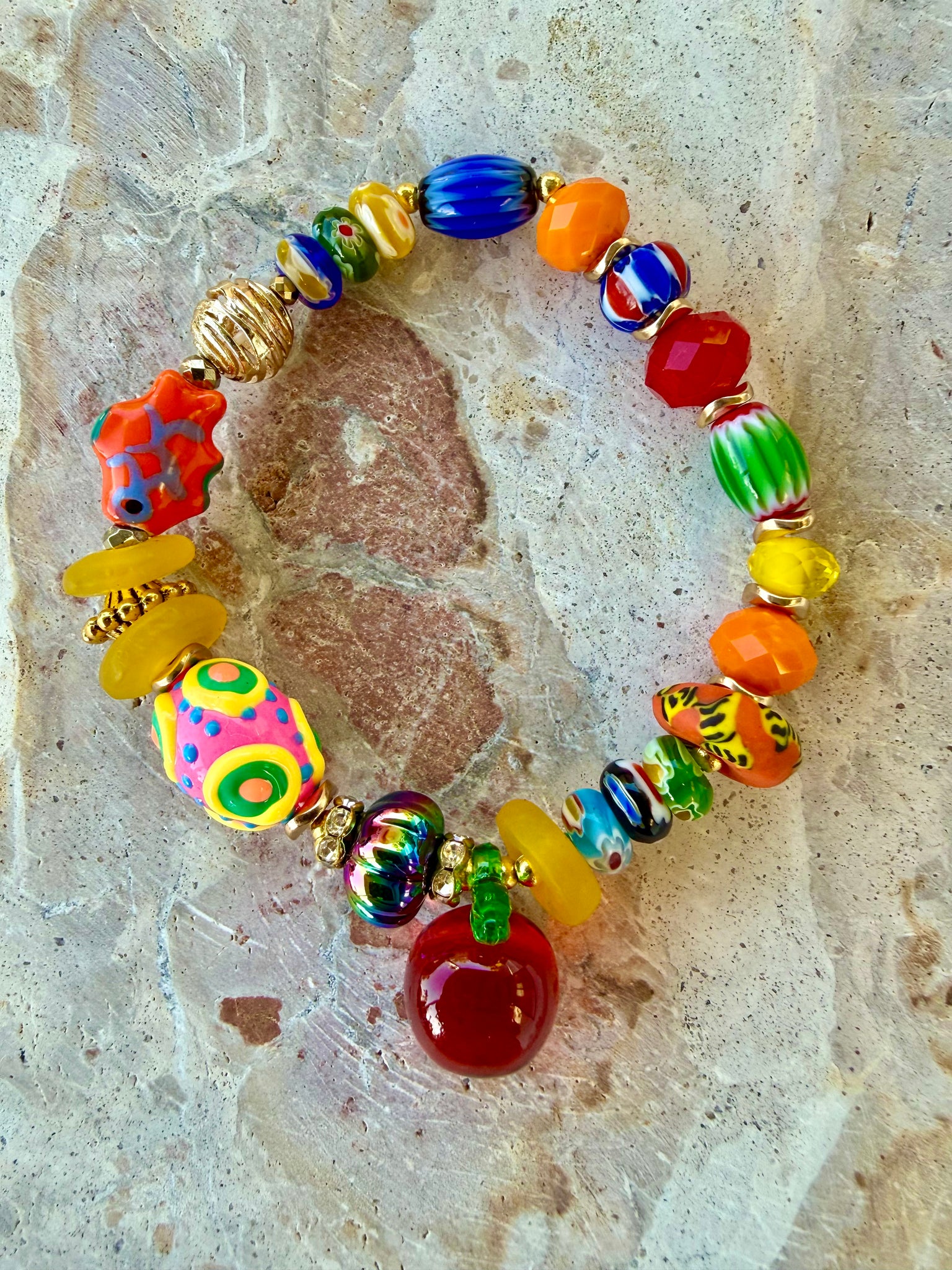 Tropical Fiesta Glass Bead Bracelet