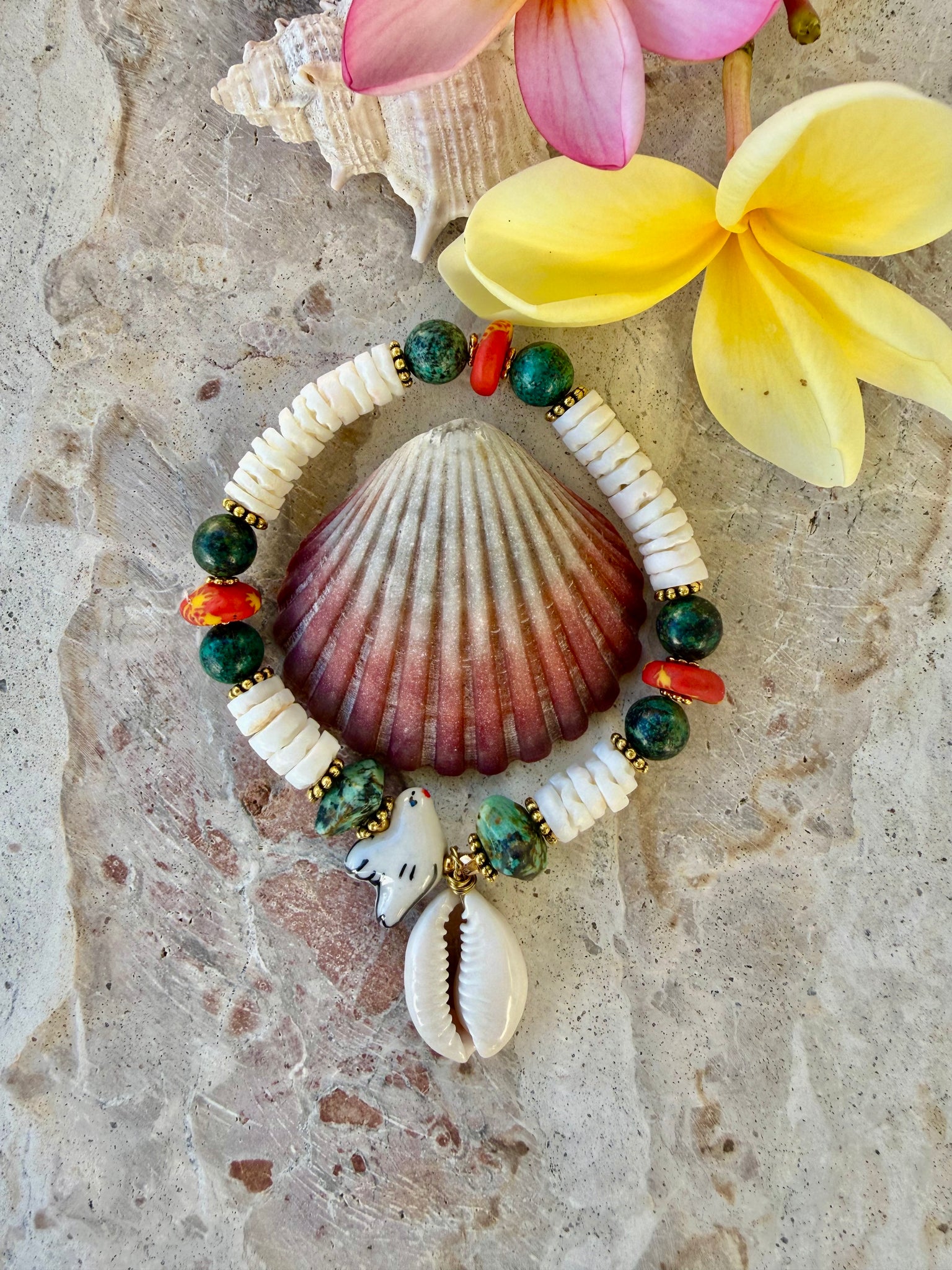 Cowrie Shell Bird Bracelet