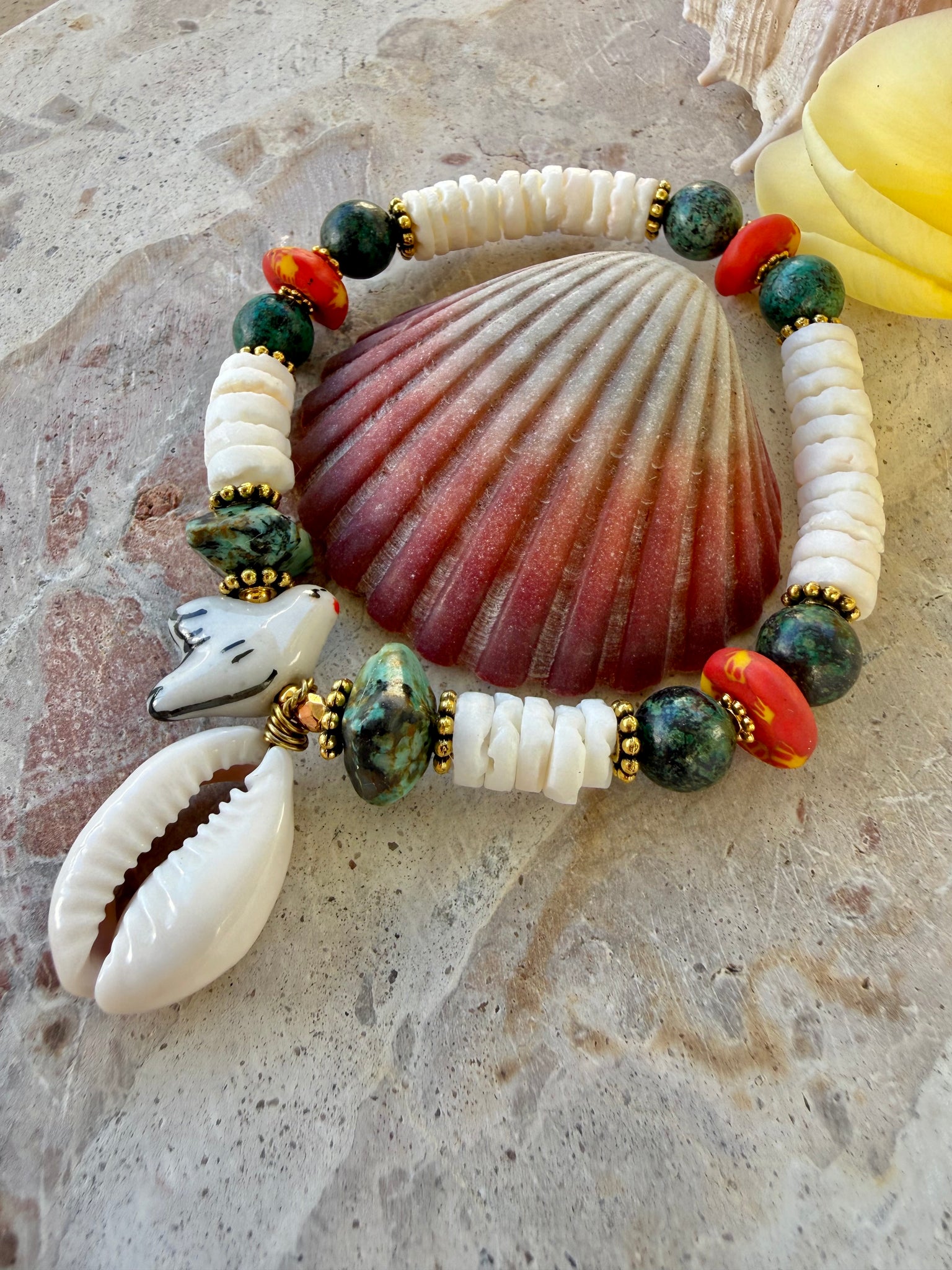 Cowrie Shell Bird Bracelet