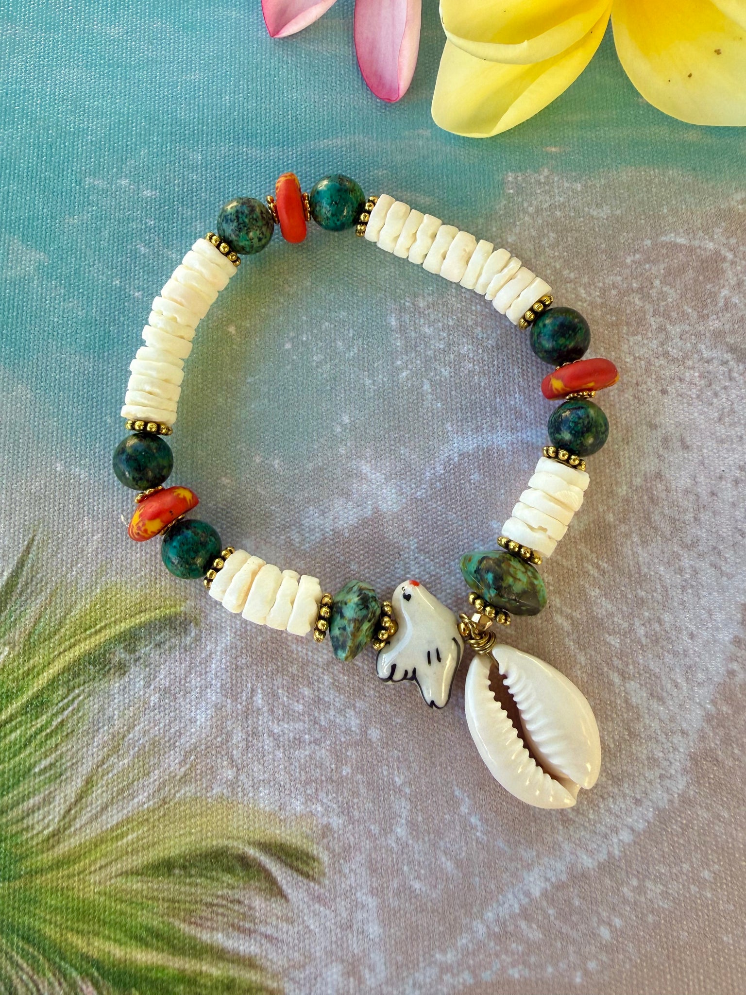Cowrie Shell Bird Bracelet