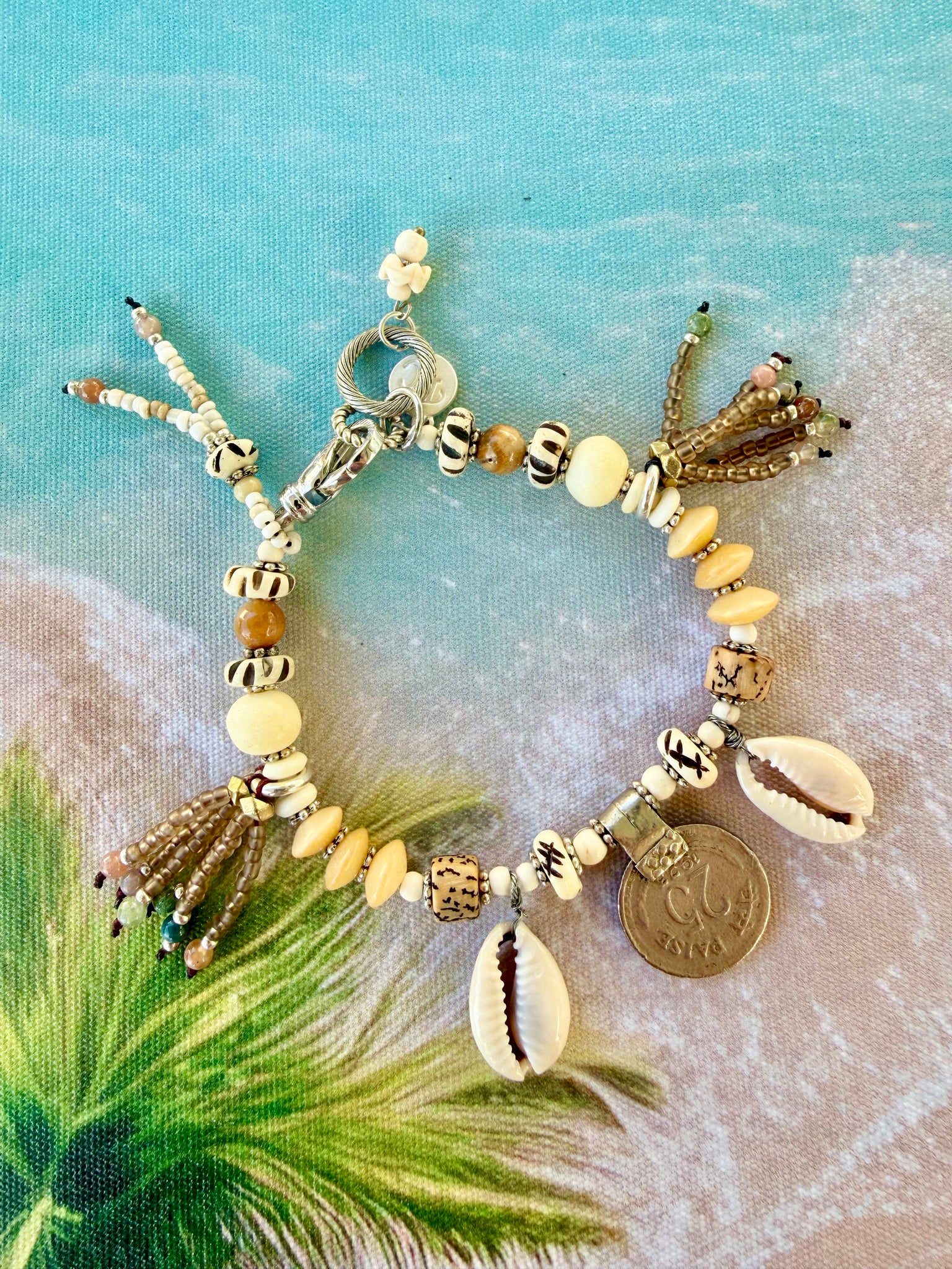 Tribal Island Cowrie Shell Charm Bracelet