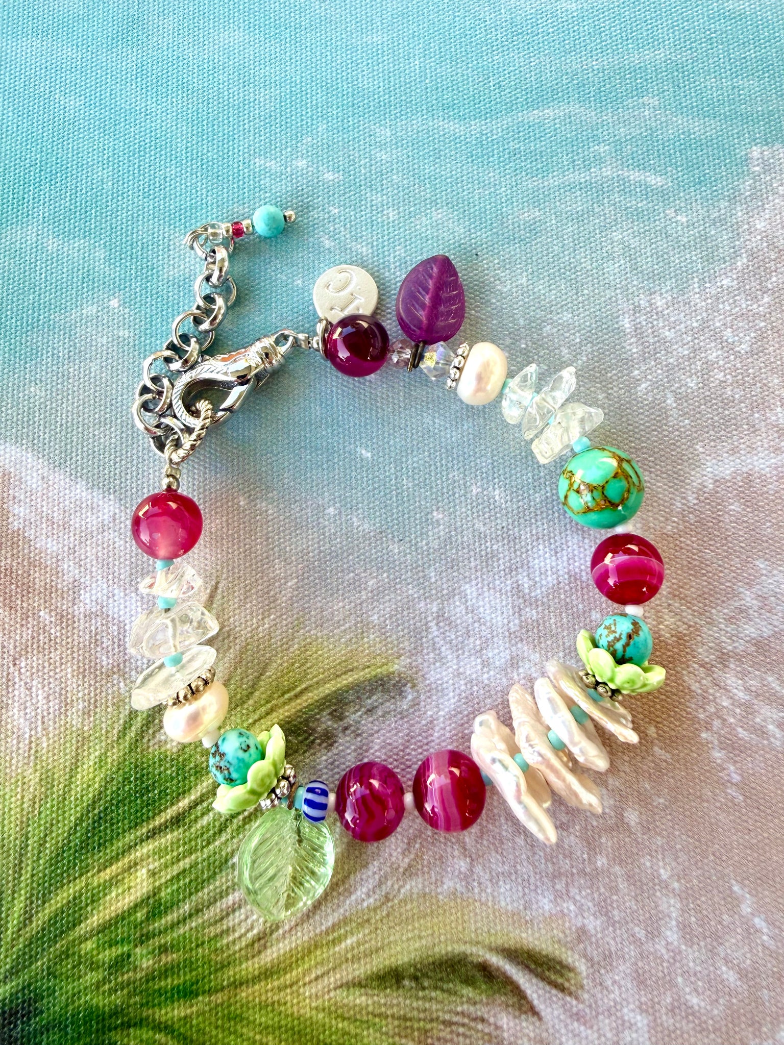 Coastal Pearl Ocean Pink  Bracelet