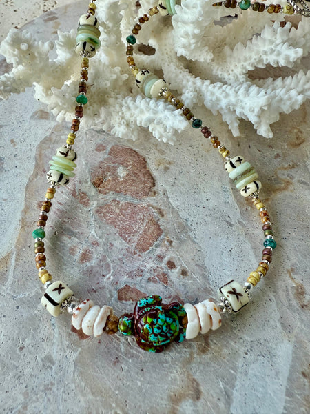 Turtle Islander Seed Bead Necklace