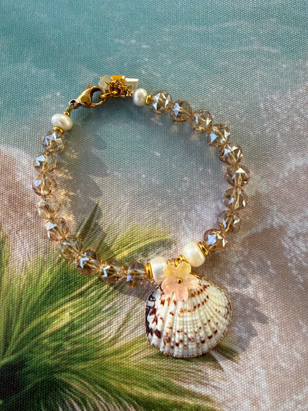 Champagne Lux Crystal Shell Charm Bracelet