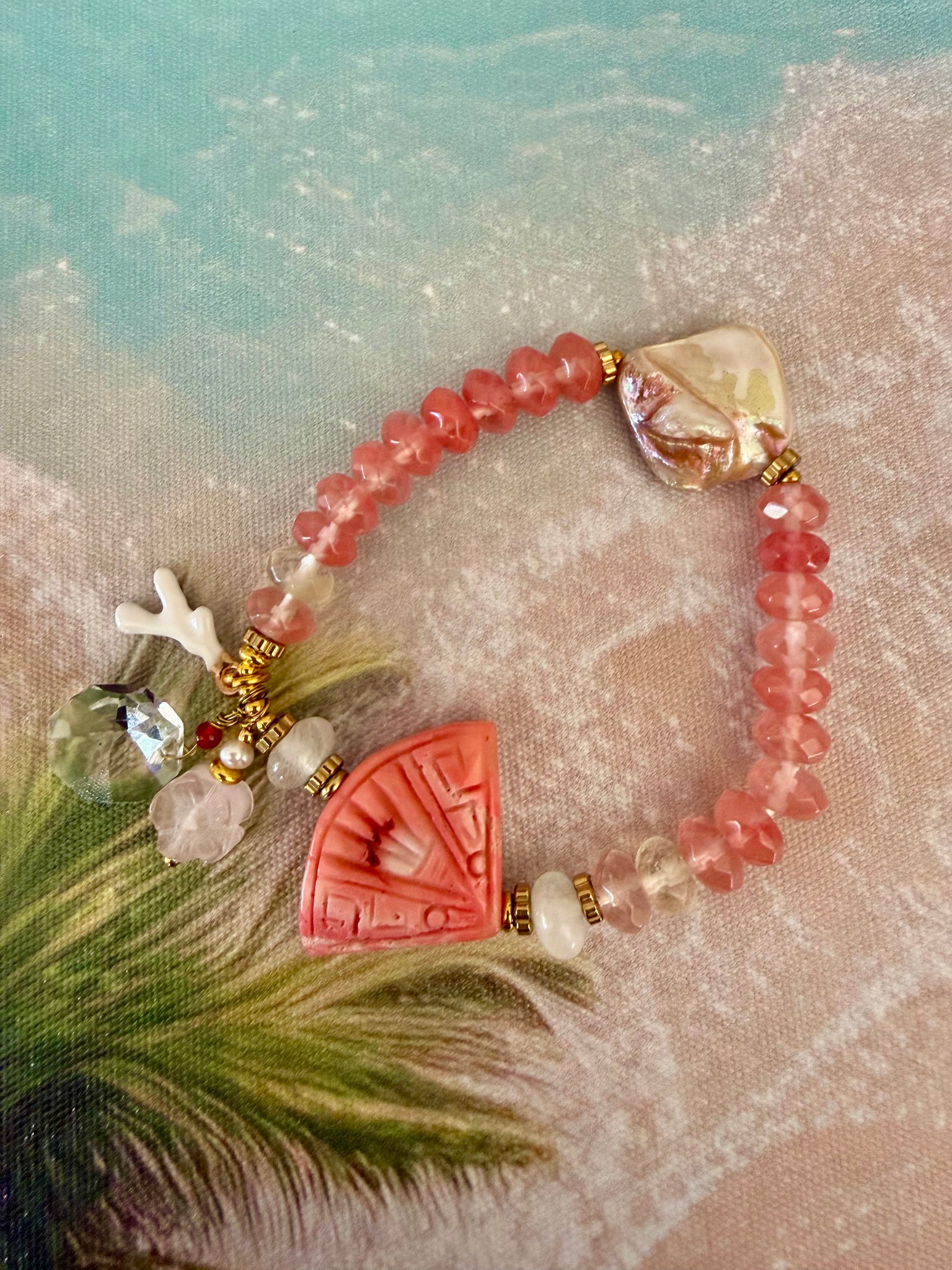 Pink Coral Reef Charm Bracelet