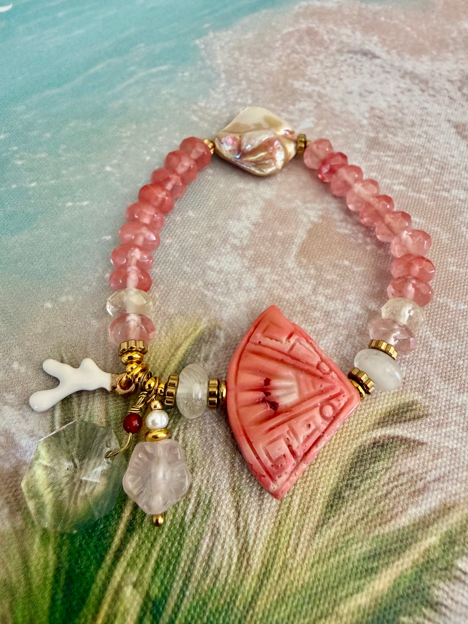 Pink Coral Reef Charm Bracelet