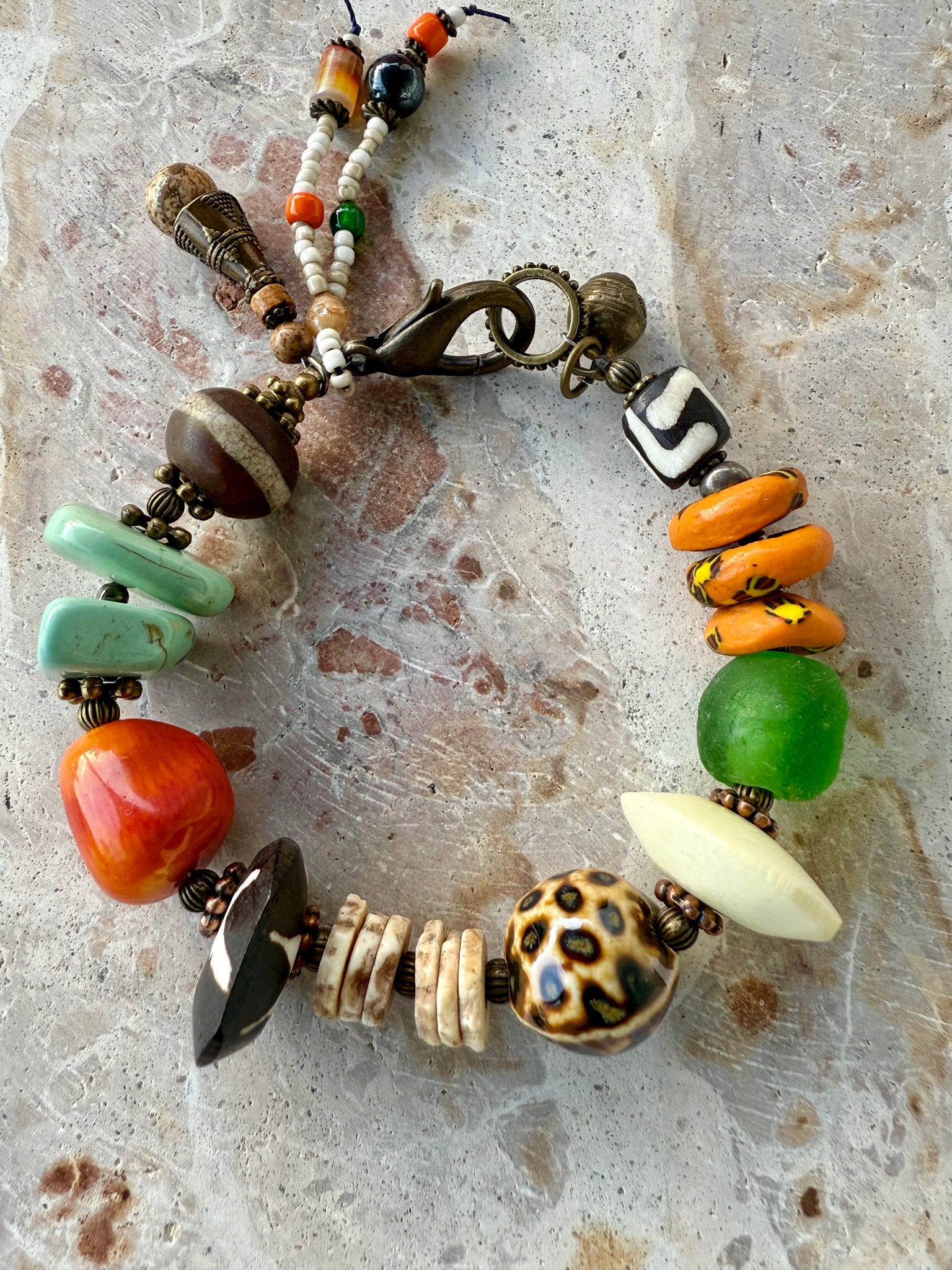 African Turquoise Beaded Bracelet