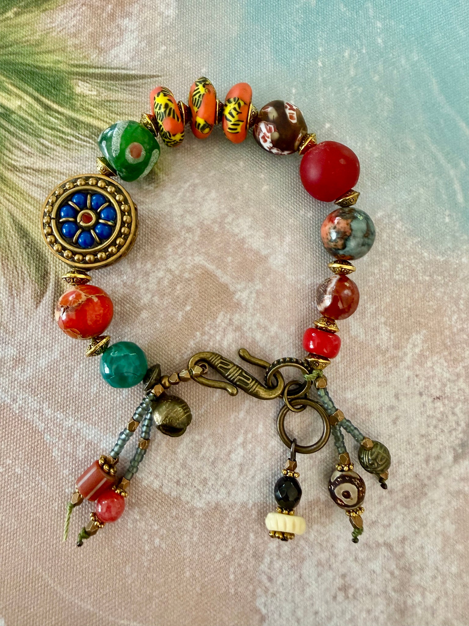 Tibetan Dzi & Trade Bead Boho Bracelet