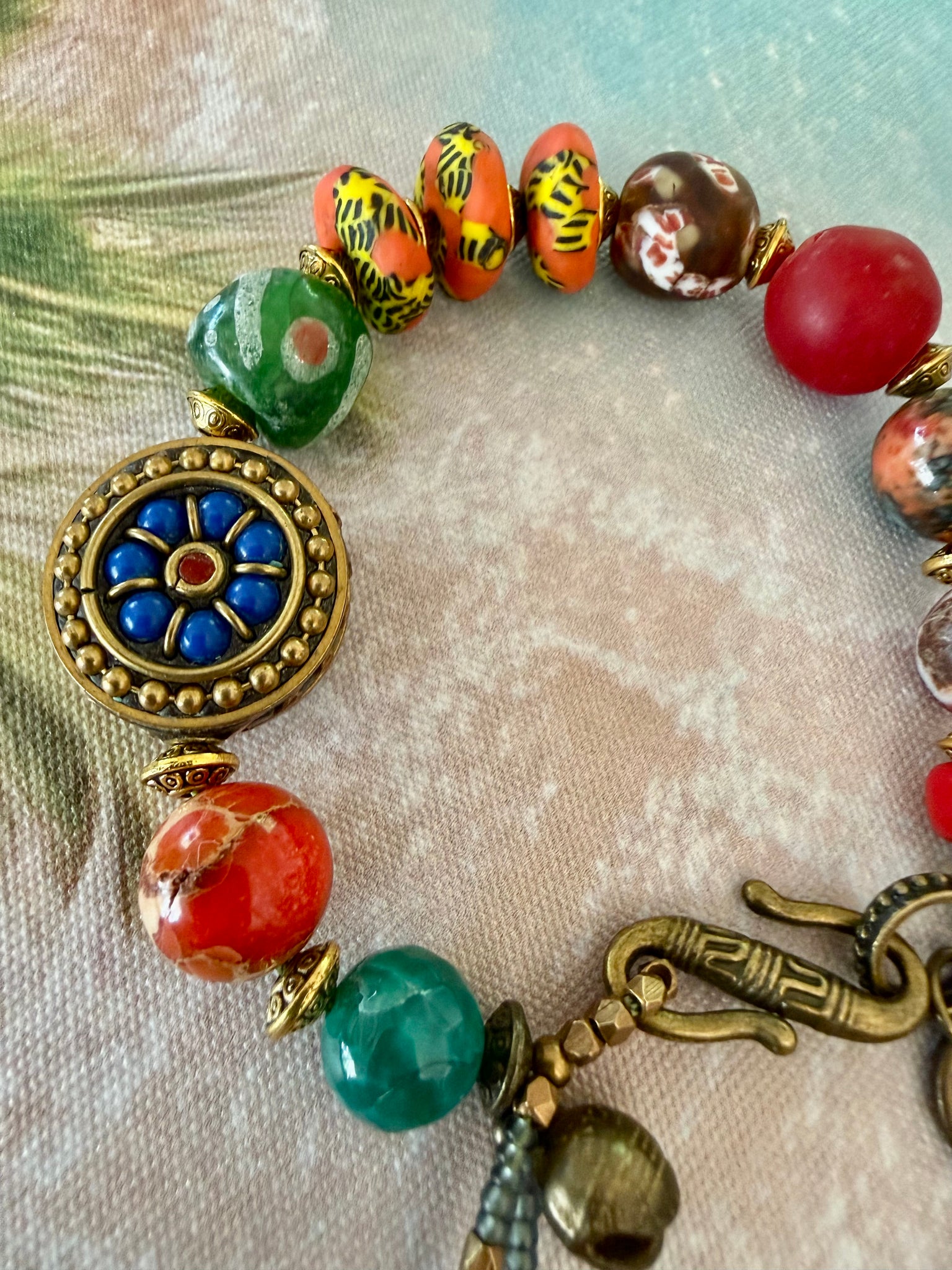Tibetan Dzi & Trade Bead Boho Bracelet