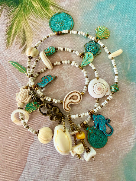 Ocean Spirit Sea - Shell  Charm Wrap Bracelet