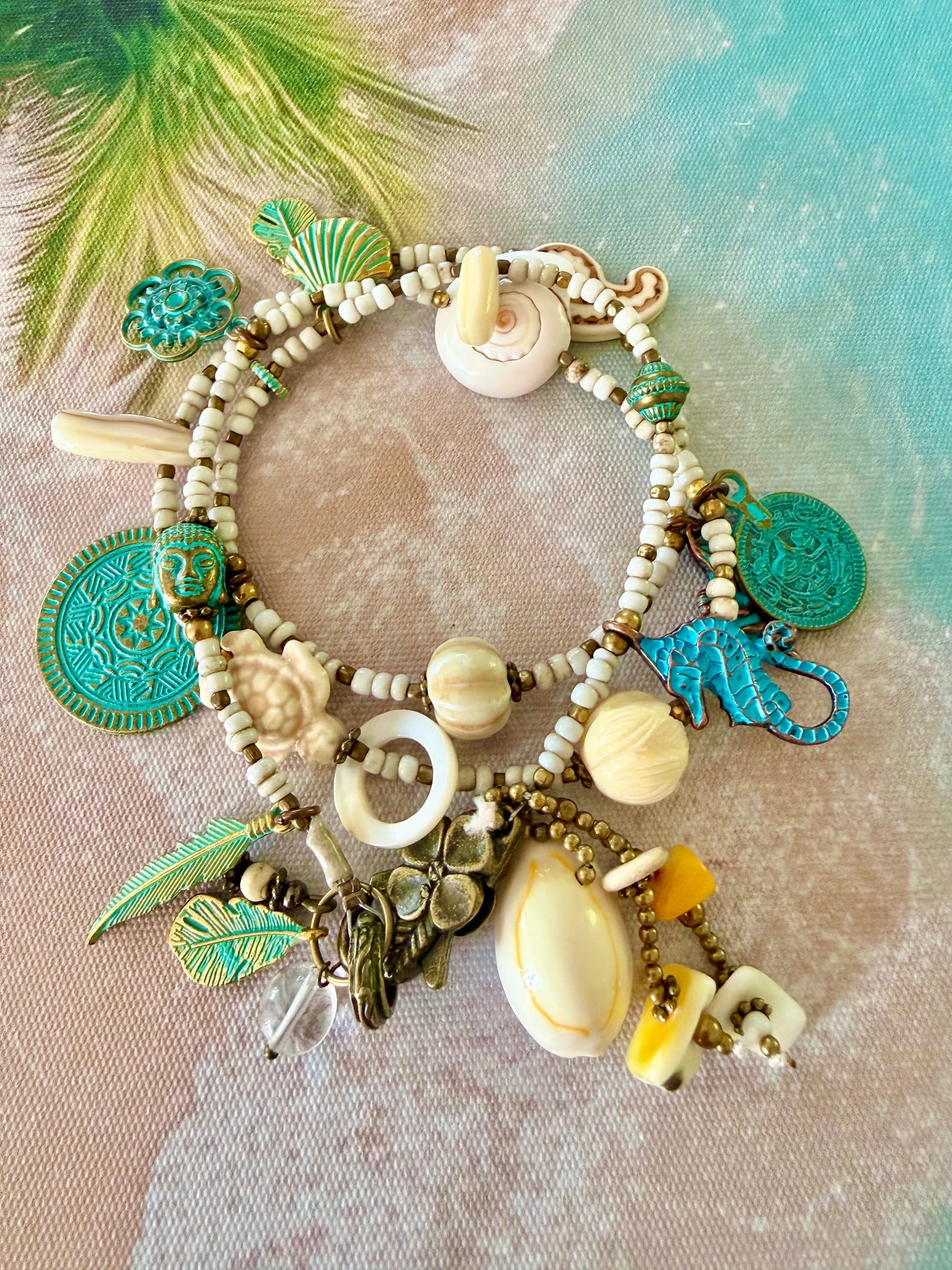 Ocean Spirit Sea - Shell  Charm Wrap Bracelet