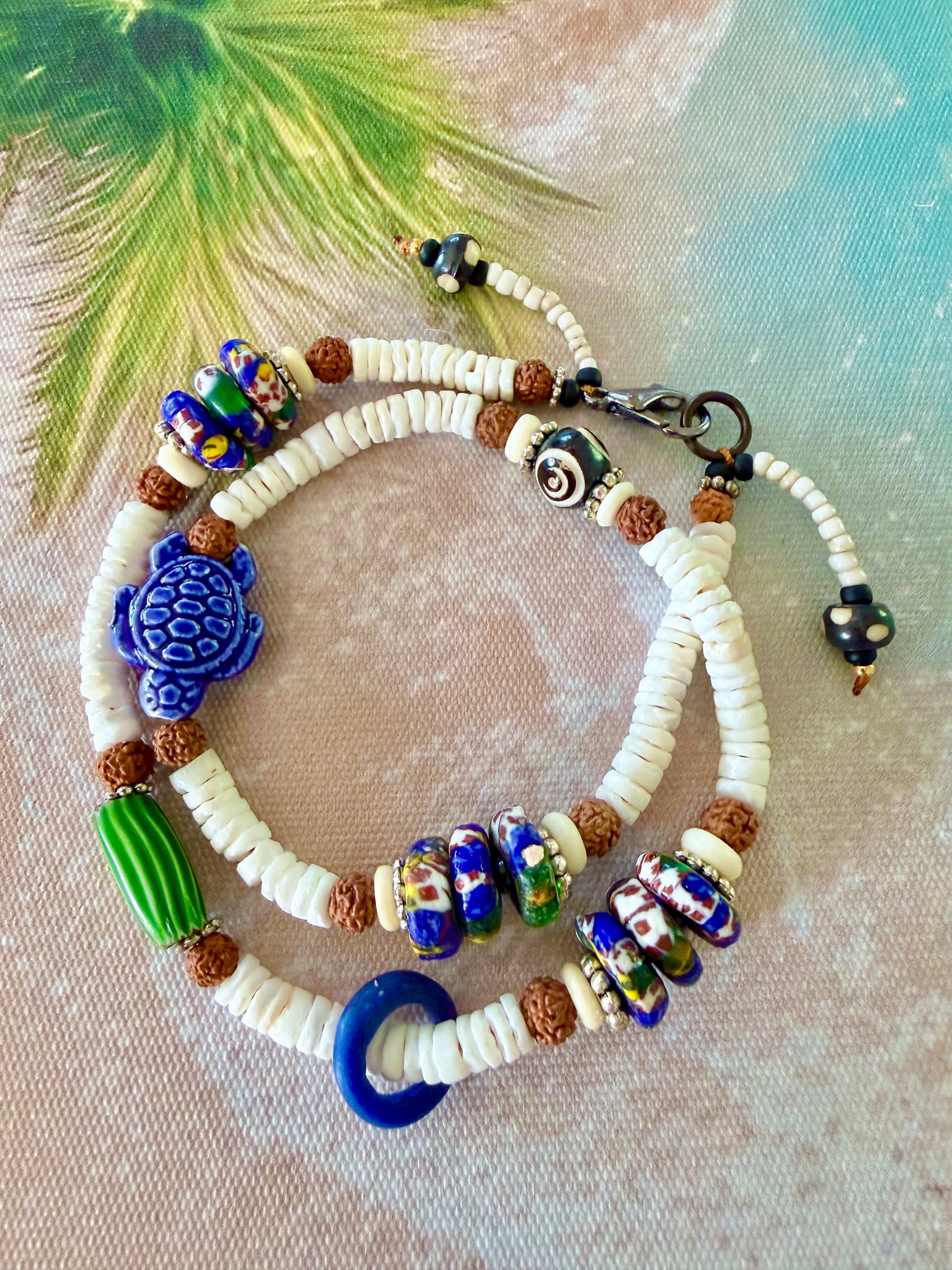 Ocean Shell & Turtle Charm Bracelet